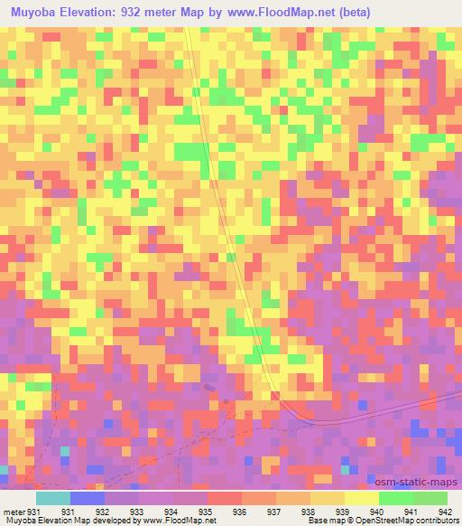 Muyoba,Namibia Elevation Map