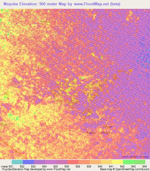 Muyoba,Namibia Elevation Map