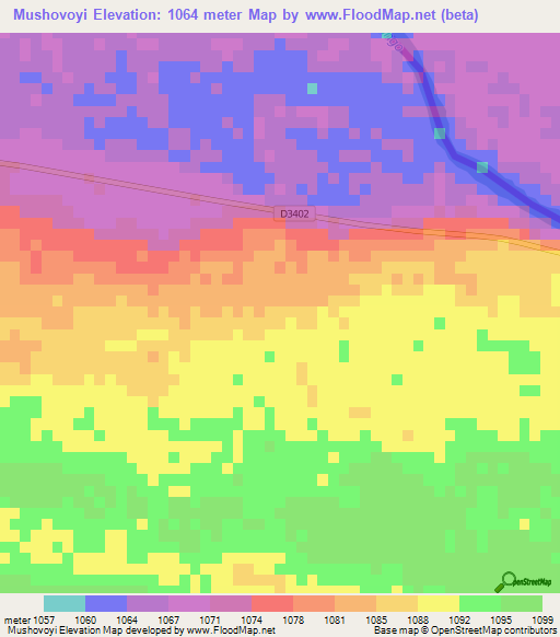 Mushovoyi,Namibia Elevation Map