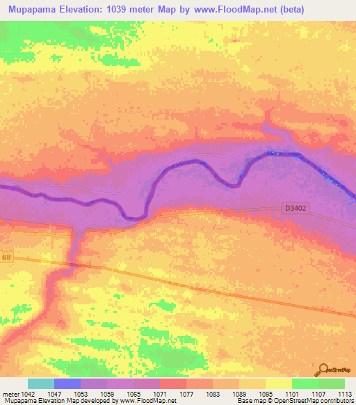 Mupapama,Namibia Elevation Map