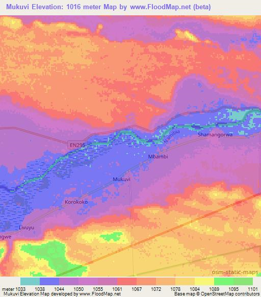 Mukuvi,Namibia Elevation Map