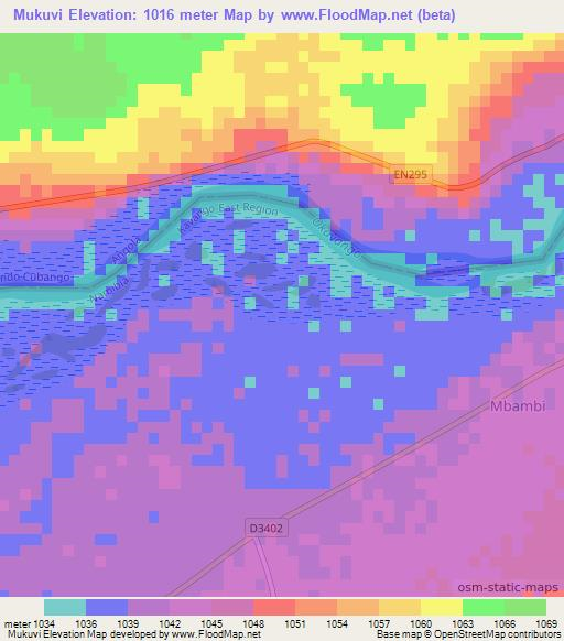 Mukuvi,Namibia Elevation Map