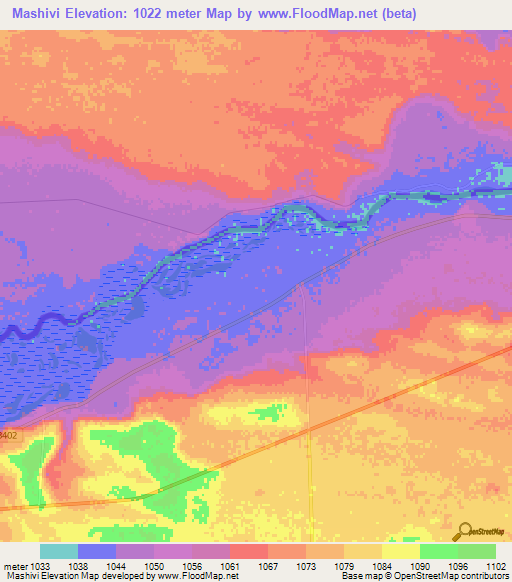 Mashivi,Namibia Elevation Map