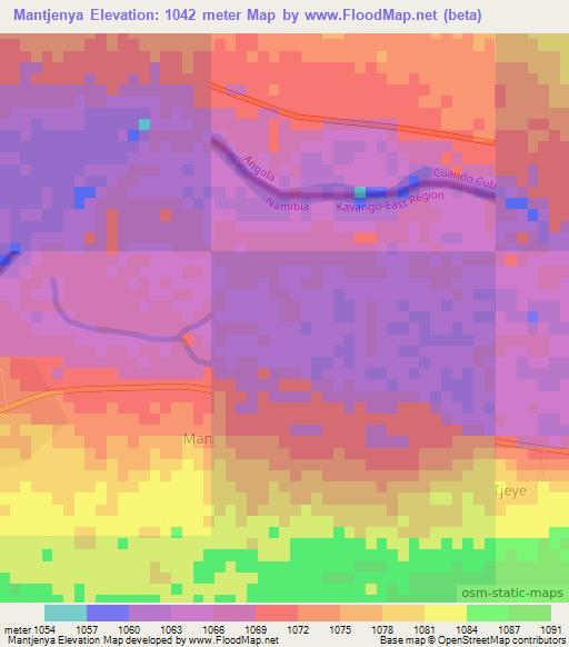 Mantjenya,Namibia Elevation Map
