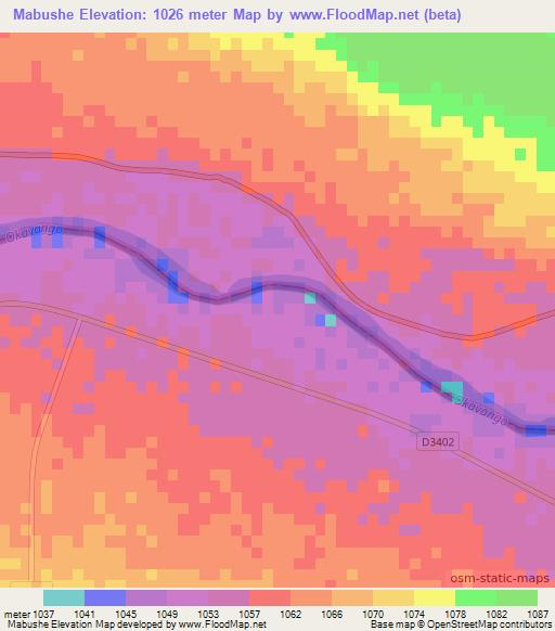 Mabushe,Namibia Elevation Map