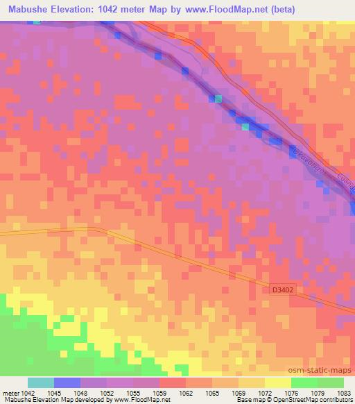 Mabushe,Namibia Elevation Map