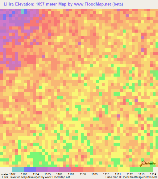 Lilira,Namibia Elevation Map
