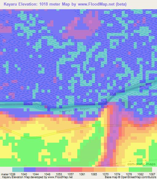 Kayaru,Namibia Elevation Map