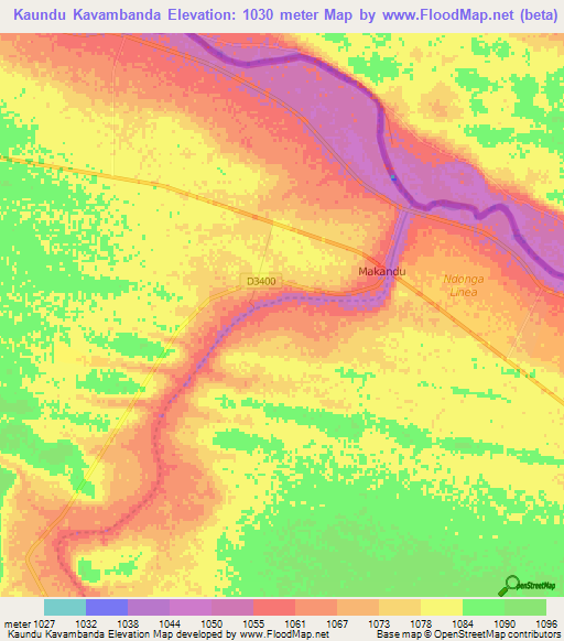Kaundu Kavambanda,Namibia Elevation Map