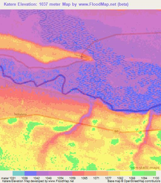 Katere,Namibia Elevation Map