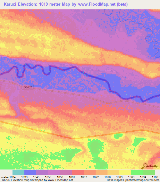 Karuci,Namibia Elevation Map