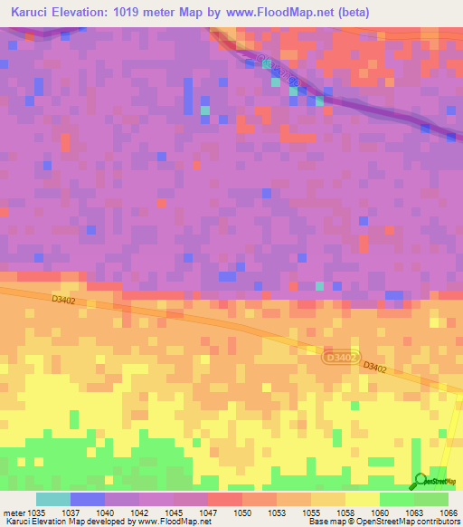 Karuci,Namibia Elevation Map