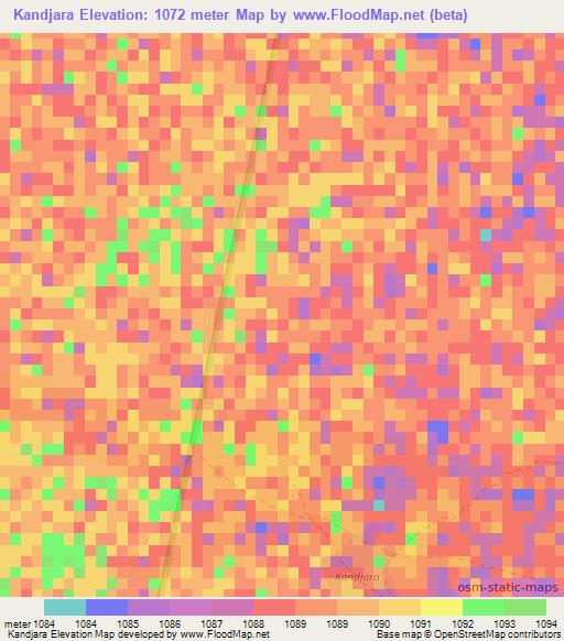 Kandjara,Namibia Elevation Map