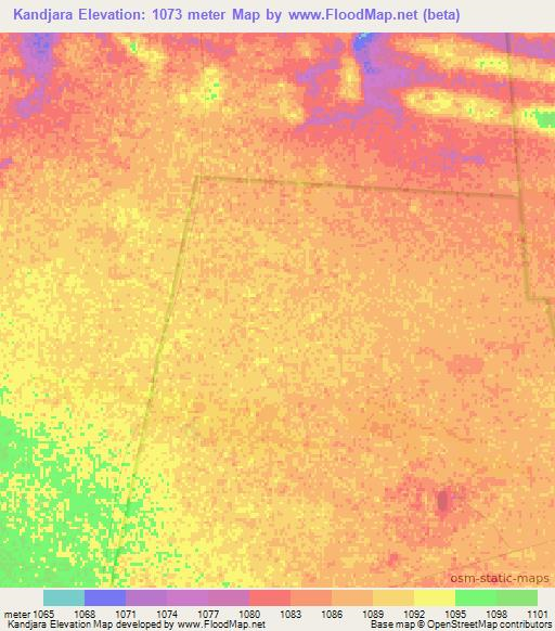 Kandjara,Namibia Elevation Map