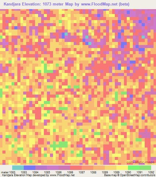 Kandjara,Namibia Elevation Map