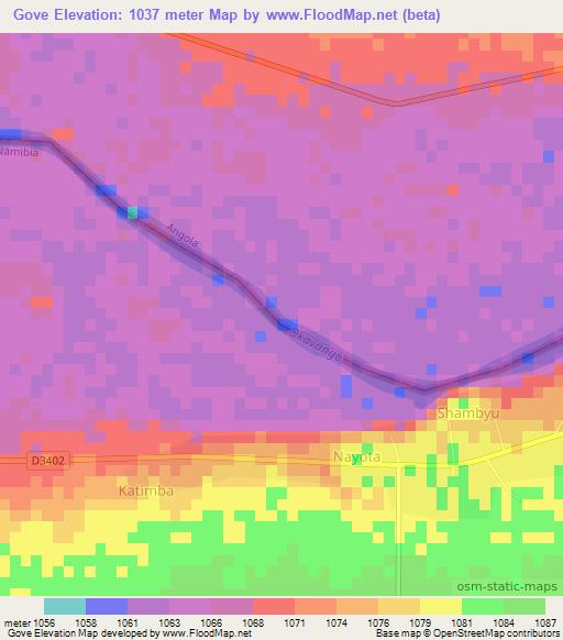 Gove,Namibia Elevation Map