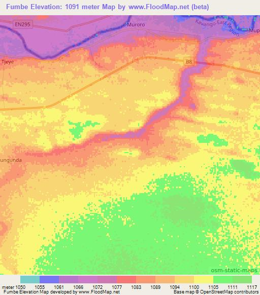 Fumbe,Namibia Elevation Map
