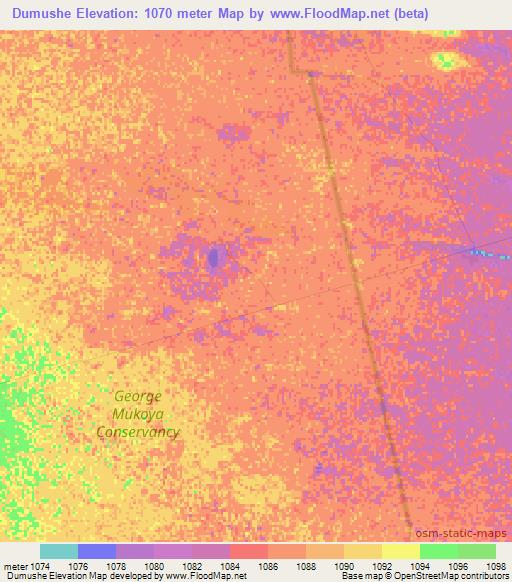 Dumushe,Namibia Elevation Map