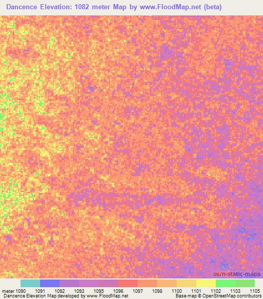 Dancence,Namibia Elevation Map