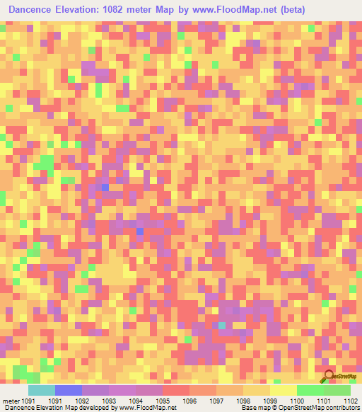 Dancence,Namibia Elevation Map