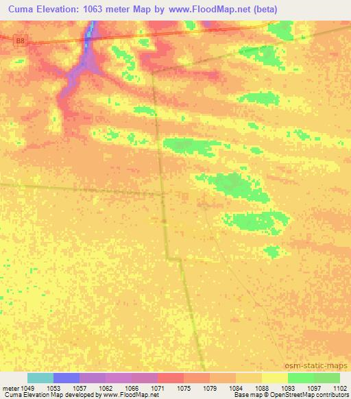 Cuma,Namibia Elevation Map