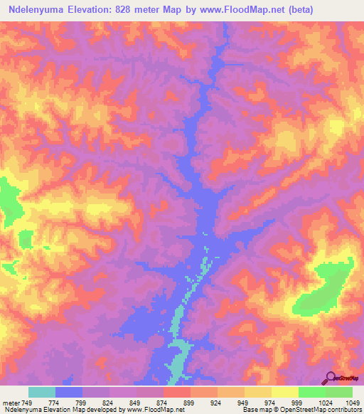 Ndelenyuma,Tanzania Elevation Map