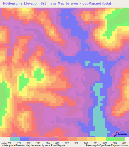 Ndelenyuma,Tanzania Elevation Map