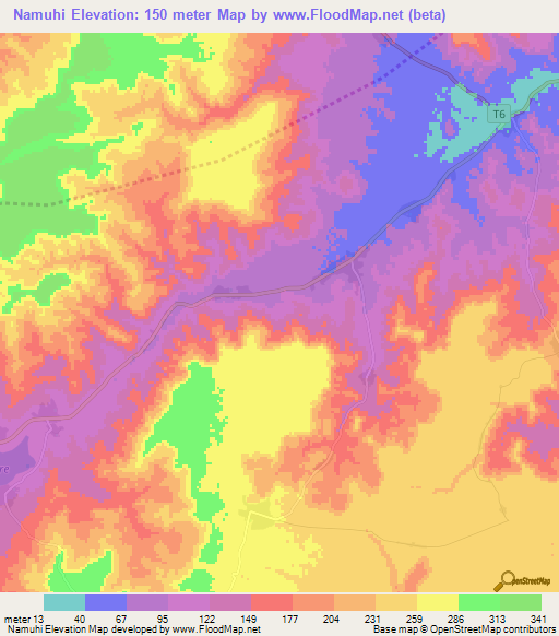 Namuhi,Tanzania Elevation Map