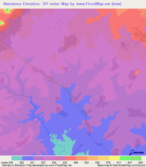 Namatunu,Tanzania Elevation Map