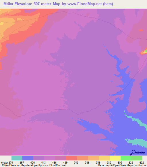Mtika,Tanzania Elevation Map