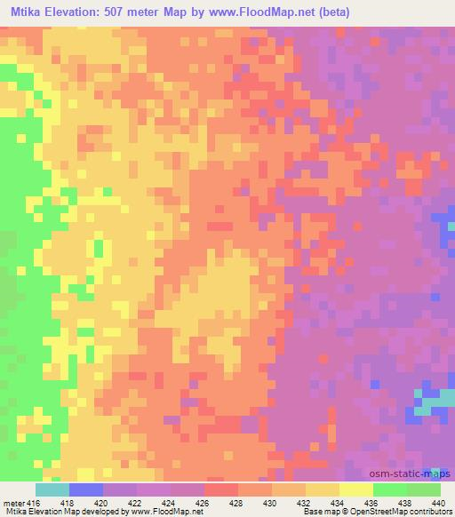 Mtika,Tanzania Elevation Map