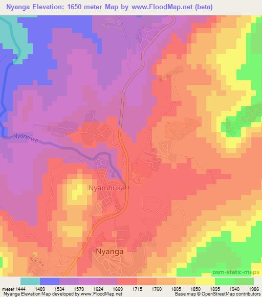 Nyanga,Zimbabwe Elevation Map