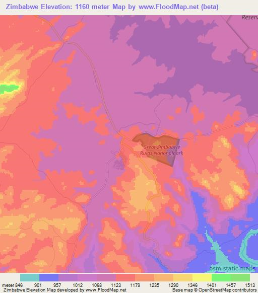 Zimbabwe,Zimbabwe Elevation Map