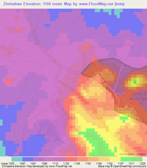 Zimbabwe,Zimbabwe Elevation Map