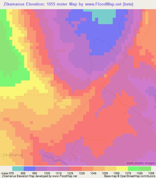 Zikamanus,Zimbabwe Elevation Map