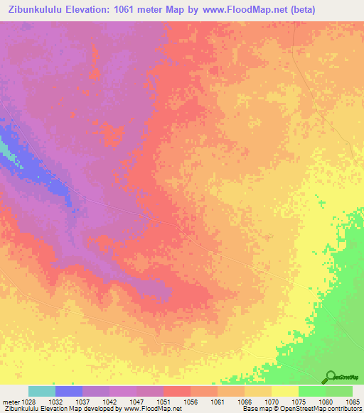 Zibunkululu,Zimbabwe Elevation Map