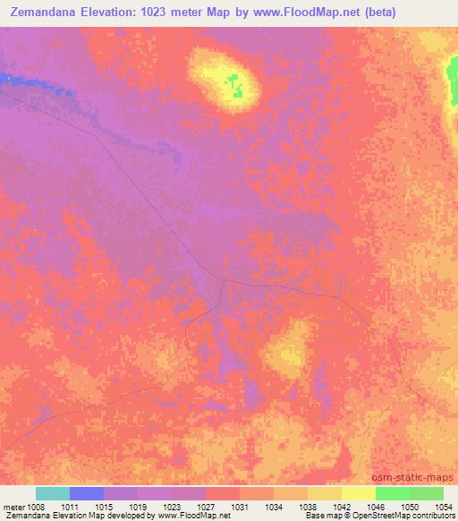 Zemandana,Zimbabwe Elevation Map