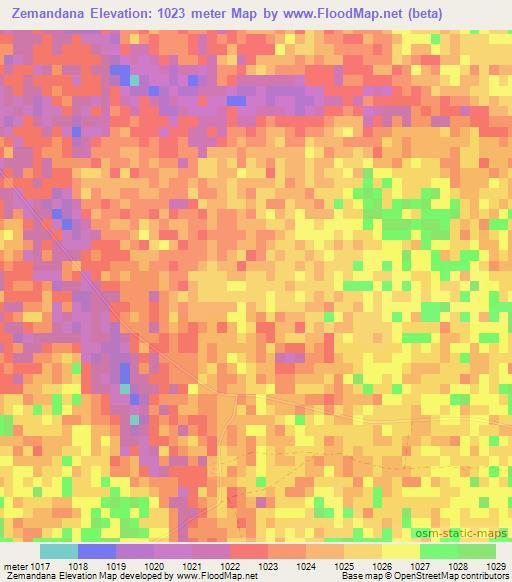 Zemandana,Zimbabwe Elevation Map