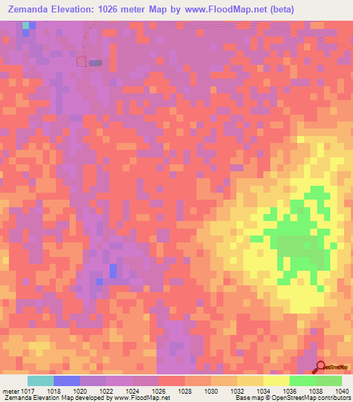 Zemanda,Zimbabwe Elevation Map