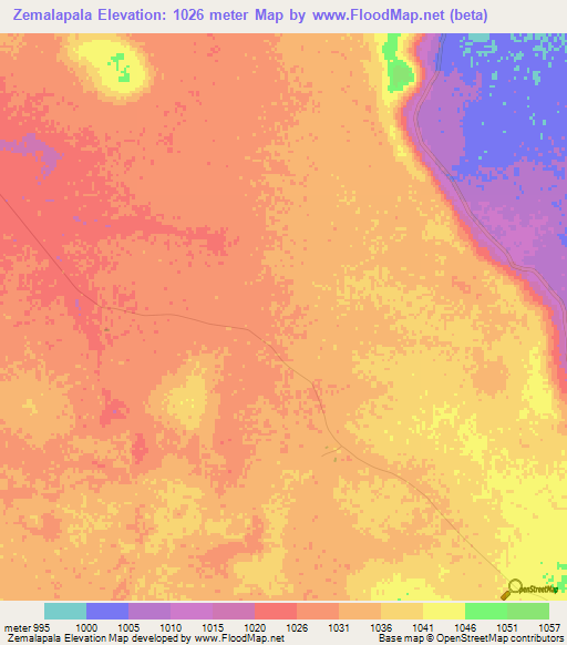 Zemalapala,Zimbabwe Elevation Map