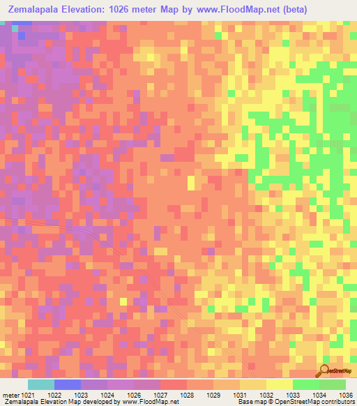 Zemalapala,Zimbabwe Elevation Map