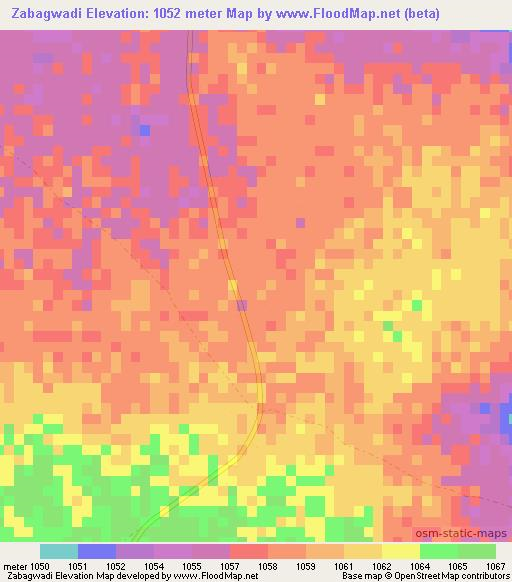 Zabagwadi,Zimbabwe Elevation Map