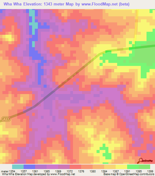 Wha Wha,Zimbabwe Elevation Map