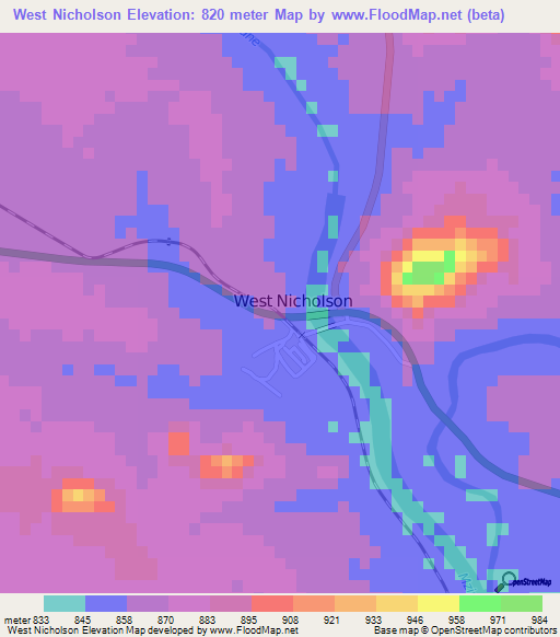 West Nicholson,Zimbabwe Elevation Map