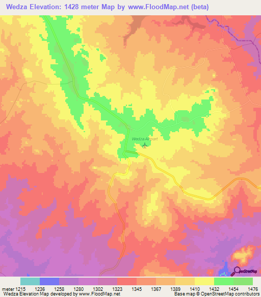 Wedza,Zimbabwe Elevation Map