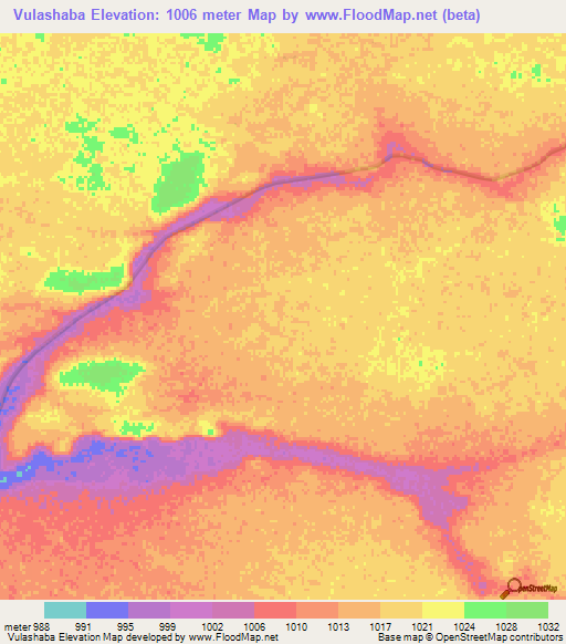 Vulashaba,Zimbabwe Elevation Map