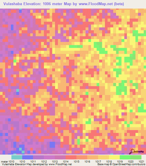 Vulashaba,Zimbabwe Elevation Map