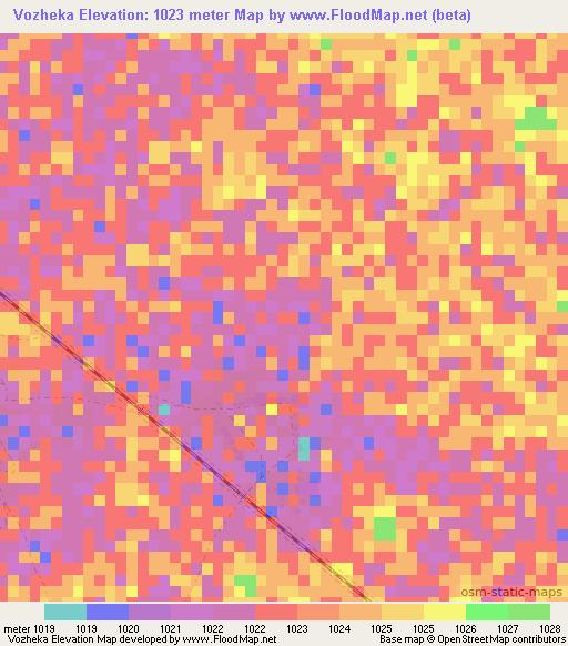 Vozheka,Zimbabwe Elevation Map