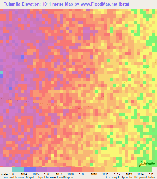 Tulamila,Zimbabwe Elevation Map