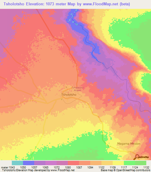 Tsholotsho,Zimbabwe Elevation Map